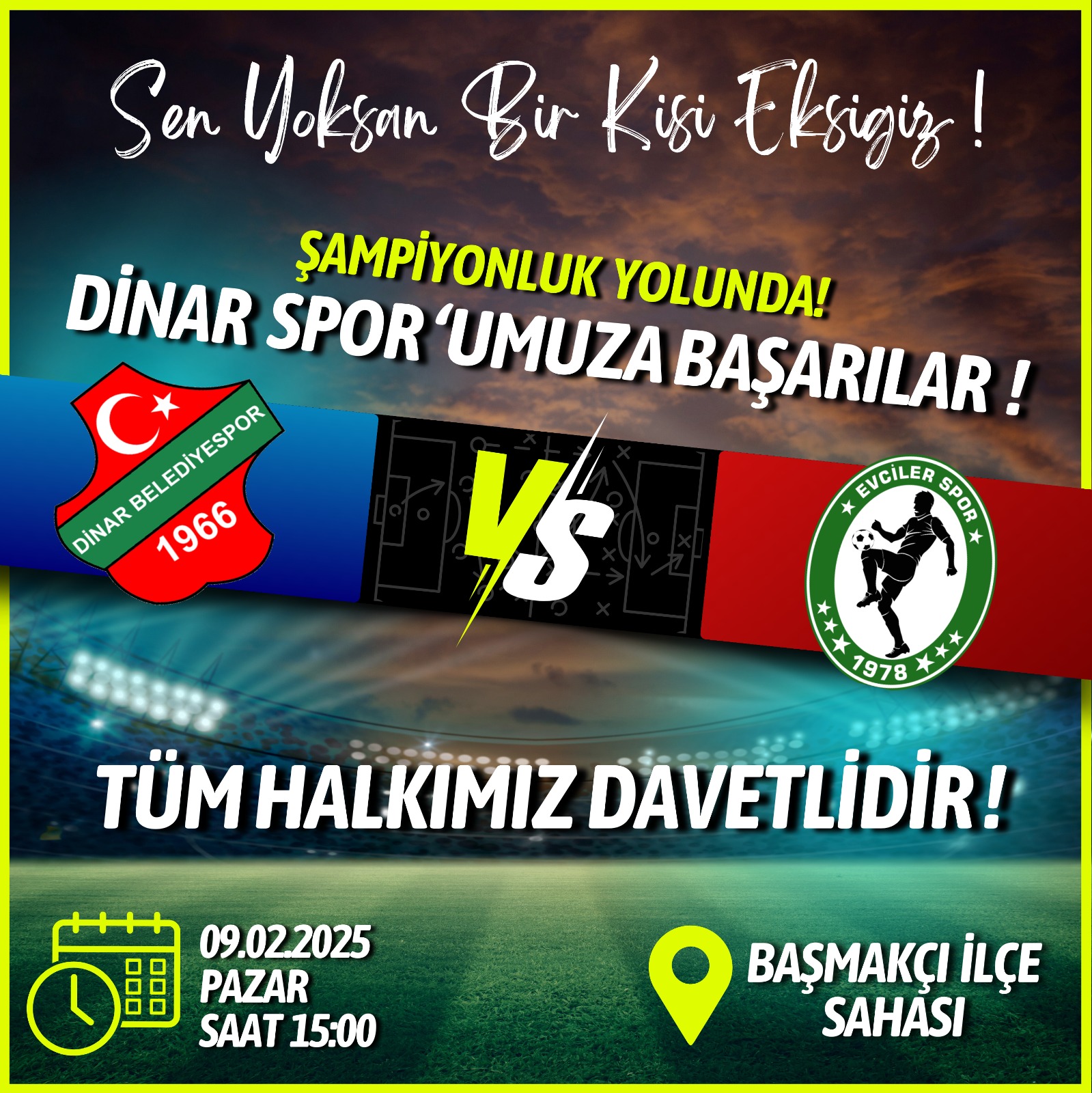 Dinar Belediye Spor Taraftarlarmza Duyuru